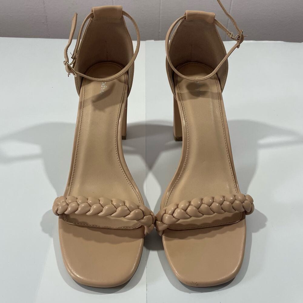 VodVob Strappy Beige Heel Block Heel Size 10